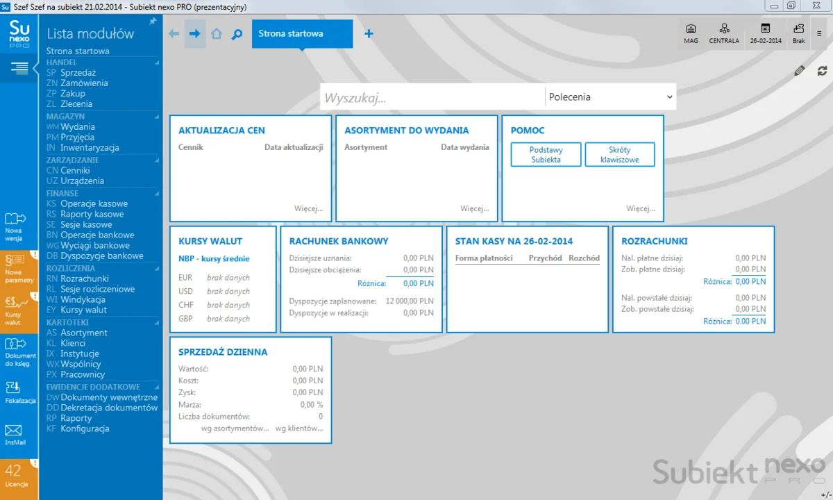 Subiekt nexo PRO - zrzut ekranu